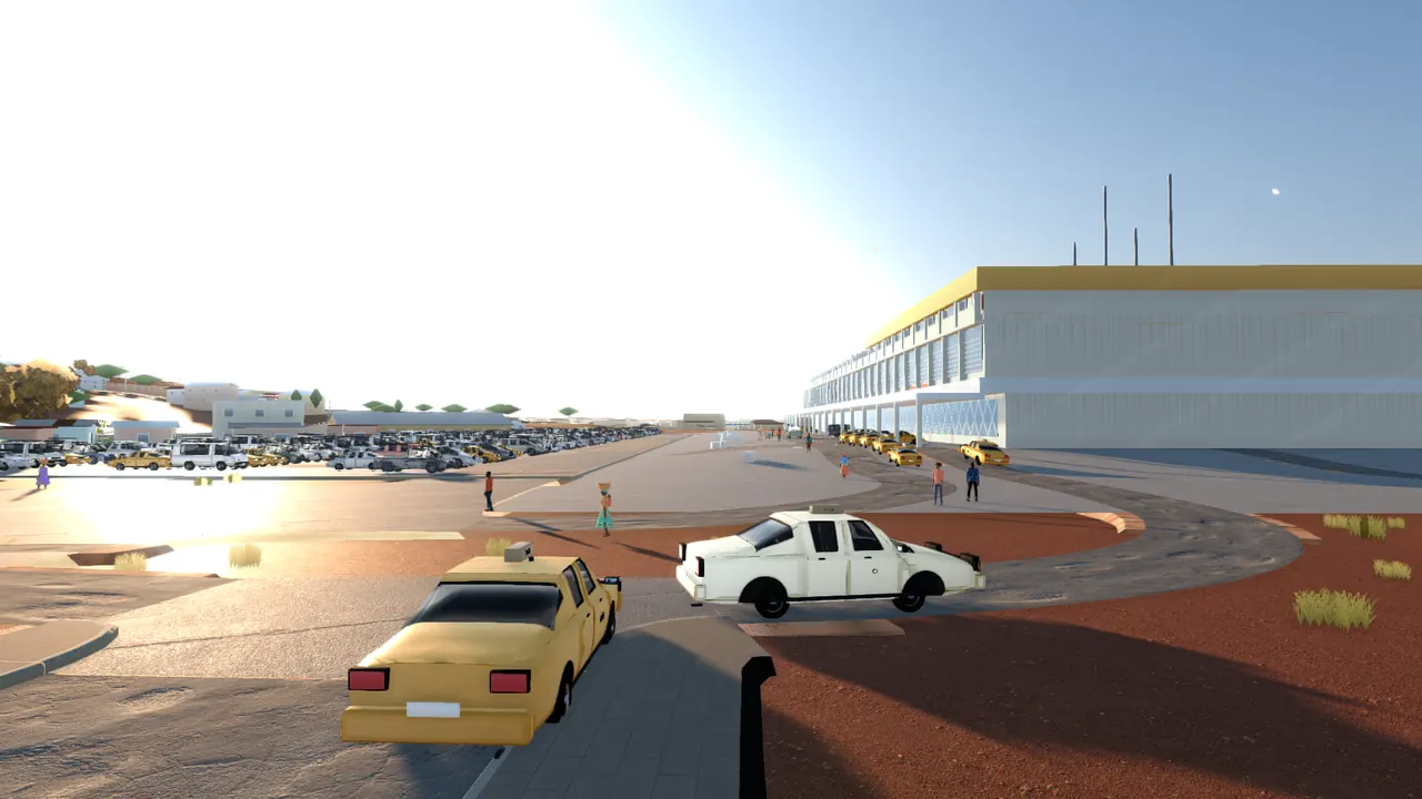 La route de l’aéroport au lever du jour